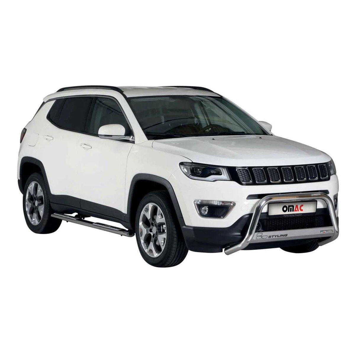 Jeep Compass Bull Bar - Omac - Steel - Silver - '17-'25 Jeep Compass Bull Bar - Omac - Steel - Silver - '17-'25
